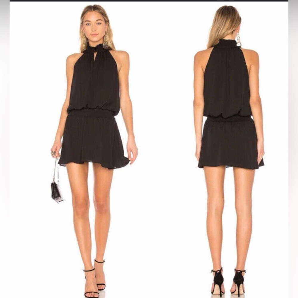Amanda Uprichard Black Halter Mini Dress